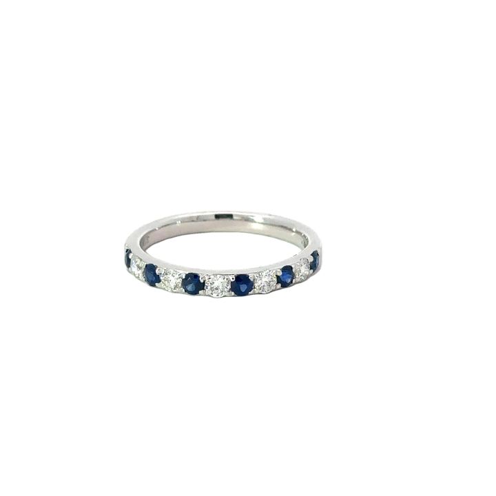 9ct White Gold Sapphire & Diamond Half Eternity Ring