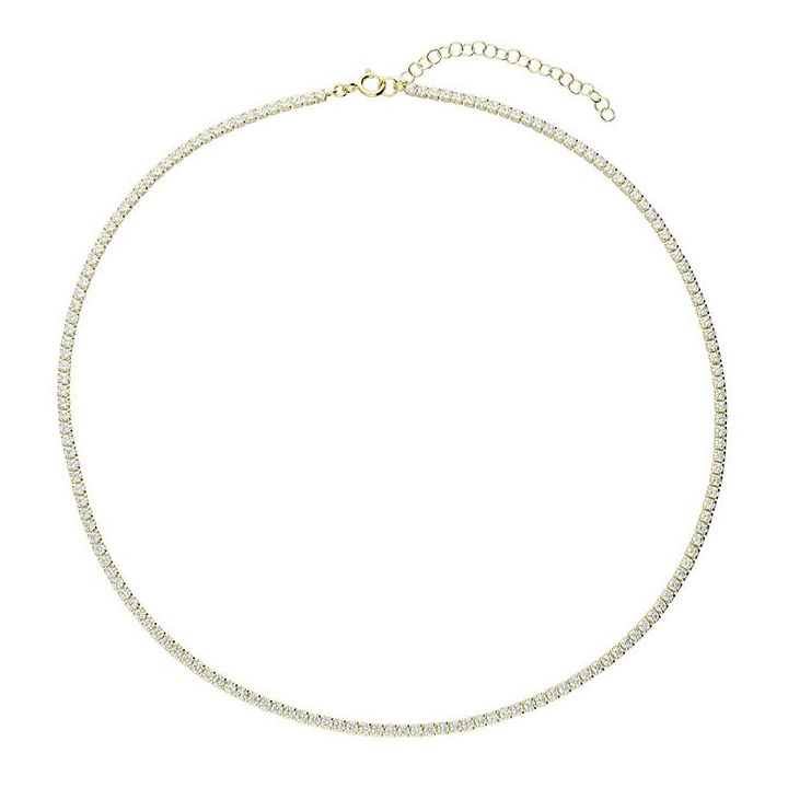 Yellow Gold Plated Cubic Zirconia Tennis Necklace