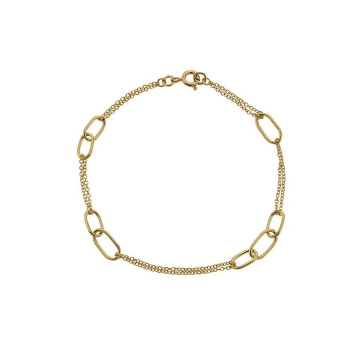 9ct Yellow Gold Oblong Station Bracelet