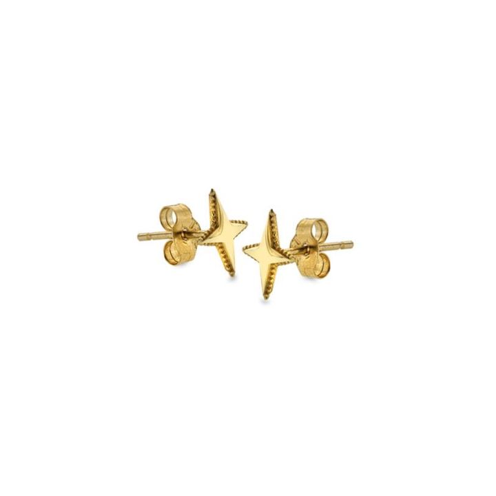 9ct Yellow Gold Beaded Star Stud Earrings