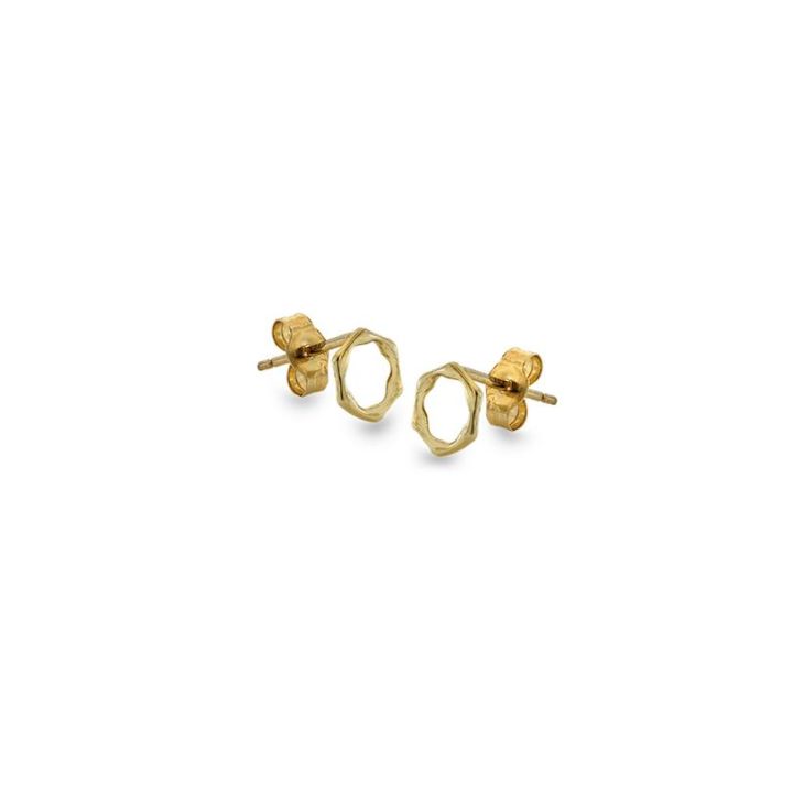 9ct Yellow Gold Open Circle Bamboo Stud Earrings