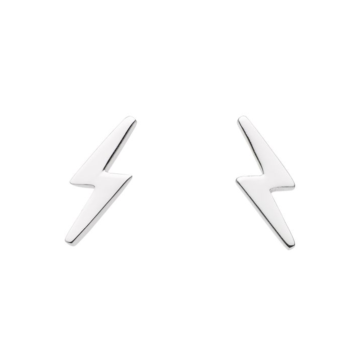 Dew Sterling Silver Dinky Lightning Bolt Stud Earrings