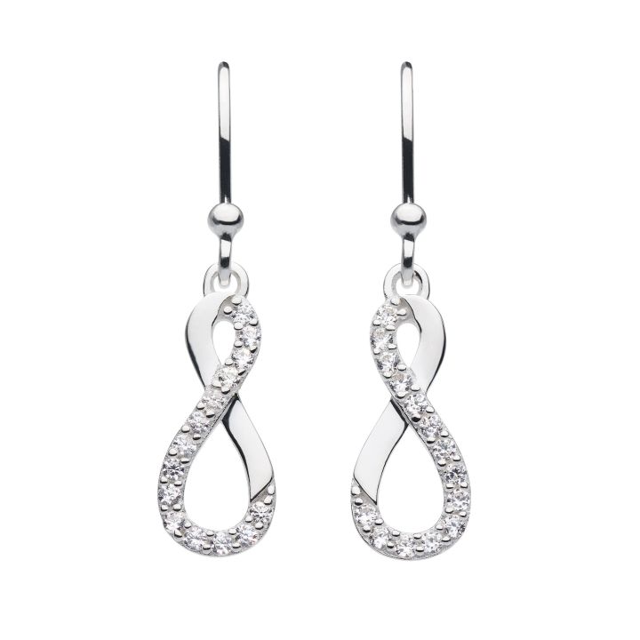 Dew Sterling Silver Infinity Cubic Zirconia Drop Earrings