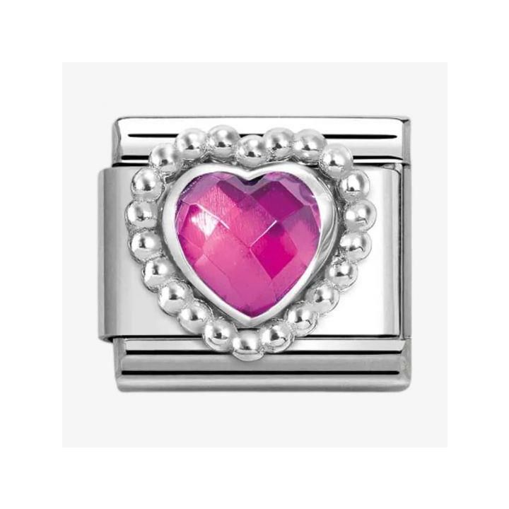 Nomination Fuschia Faceted Heart Charm
