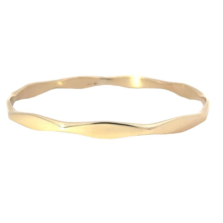 Pre Owned 9ct Yellow Gold Faceted Full Bangle