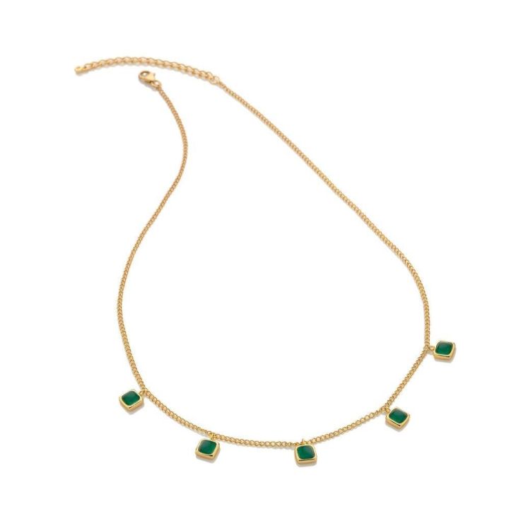 Hot Diamonds Green Agate Drop Necklace