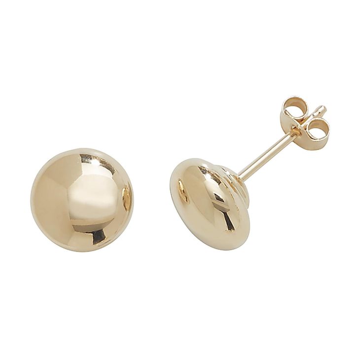 9ct Yellow Gold 6mm Button Stud Earrings