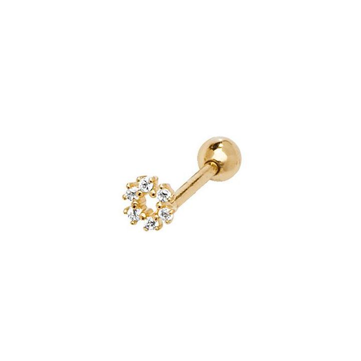 9ct Yellow Gold Cubic Zirconia Circle Cartilage Stud Earring
