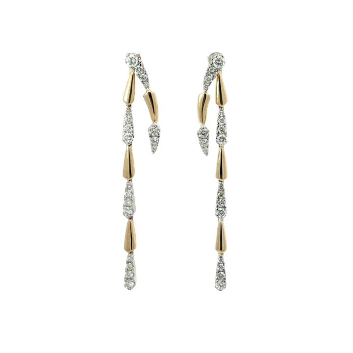 9ct Yellow & White Gold Diamond Set Drop Earrings