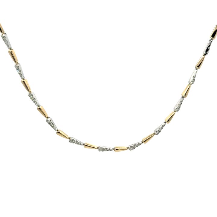 9ct Yellow & White Gold Diamond Set Point Necklace