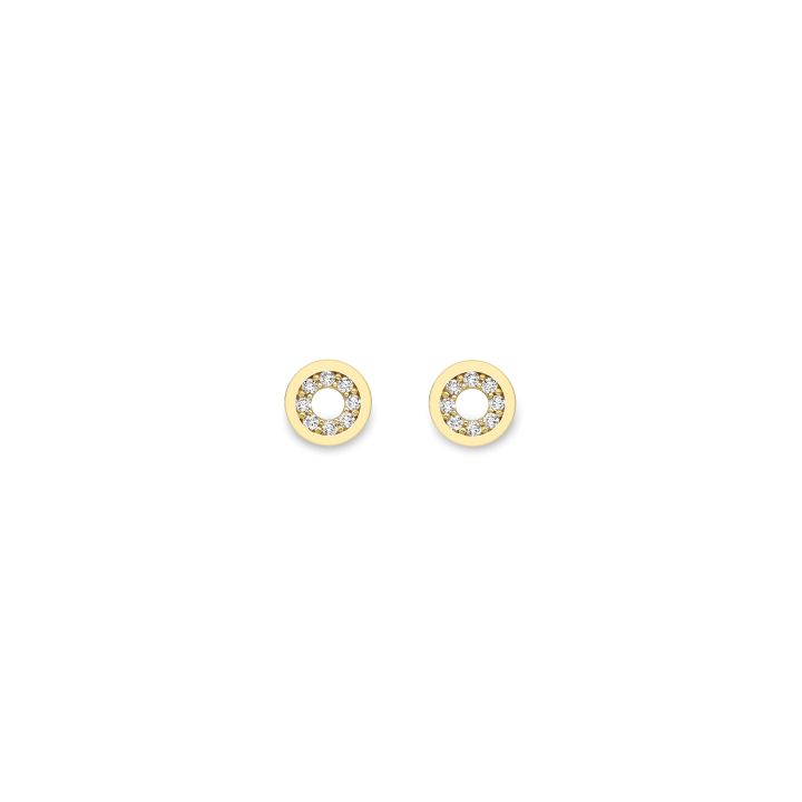 9ct Yellow Gold Cubic Zirconia Circle Stud Earrings