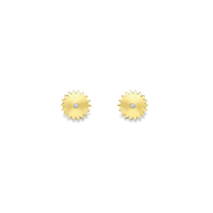 9ct Yellow Gold Sun Stud Earrings