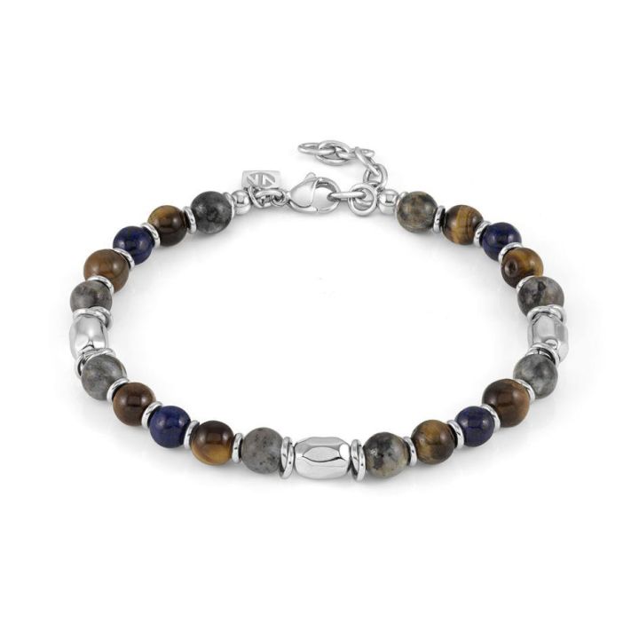 Nomination Instinct Style Stainless Steel with Malachite, Lava & Obsidian Stones Bracelet