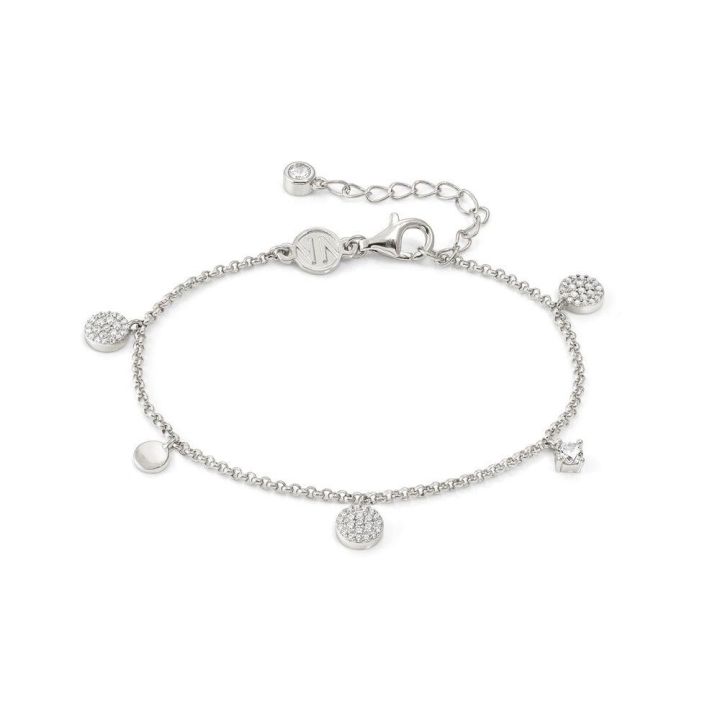 Nomination Lucentissima Sterling Silver Pave Disc Chain Bracelet