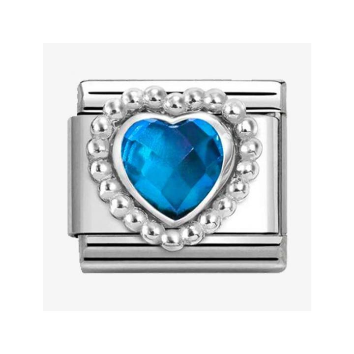 Nomination Blue Faceted Heart Beaded Setting Charm