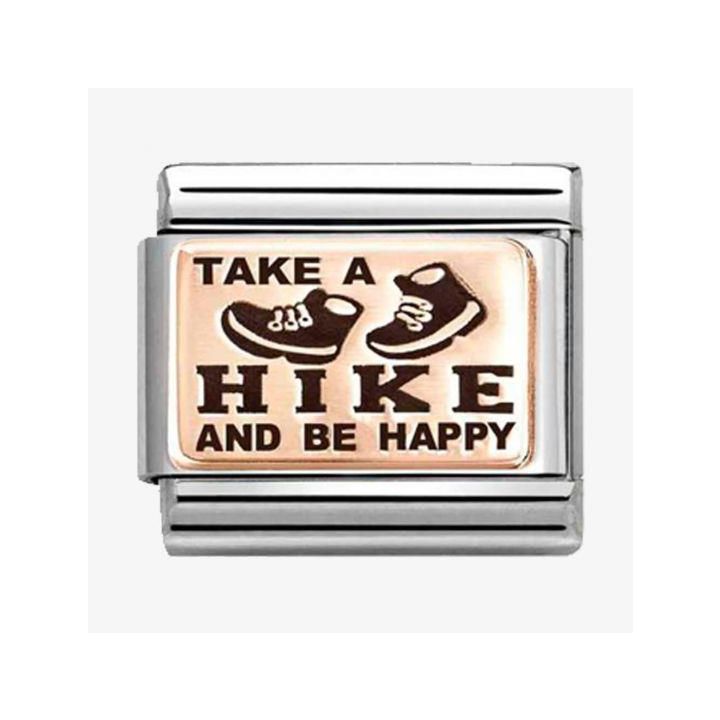 Nomination Rose Gold Plates Take A Hike & Be Happy Charm
