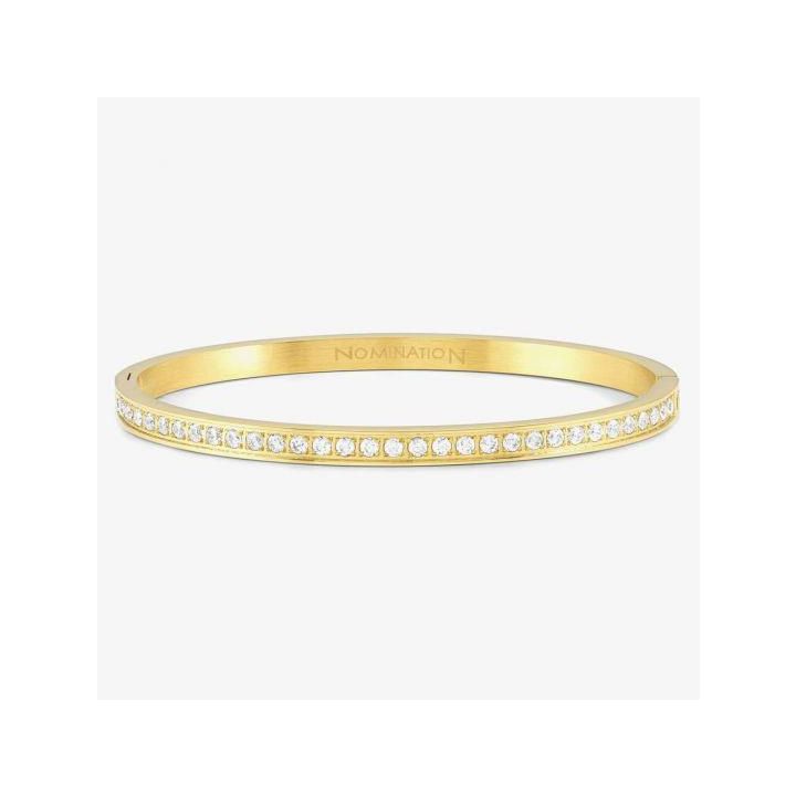 Nomination Gold Plated Pave Half Set White Cubic Zirconia Bangle