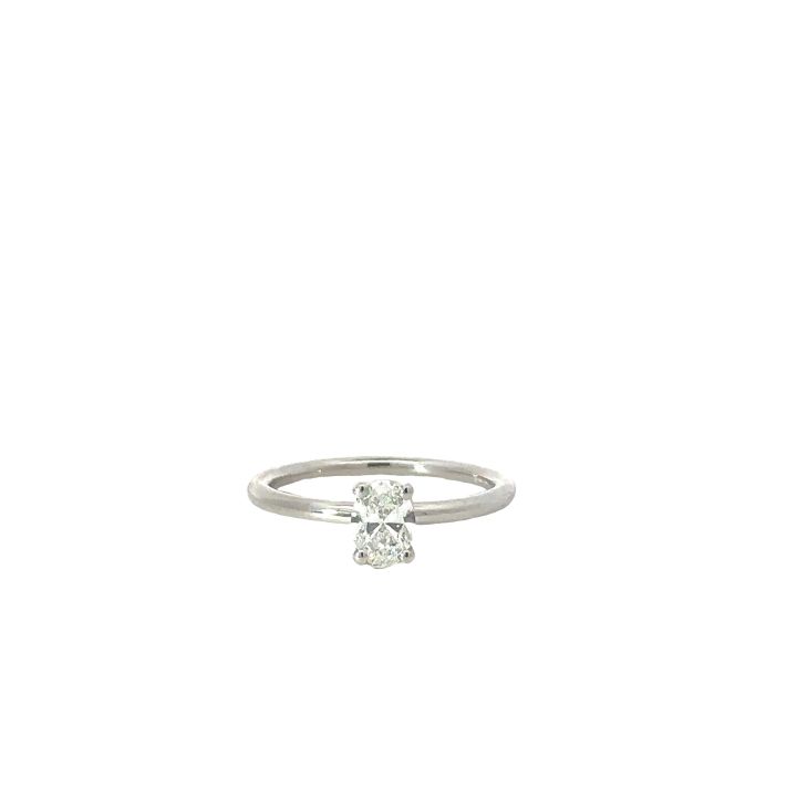 Platinum 0.50ct Single Oval Diamond Ring