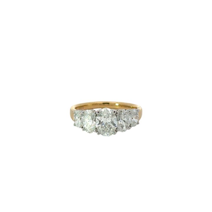 18ct Yellow Gold Lab Grown 2.54ct Five Stone Diamond Ring