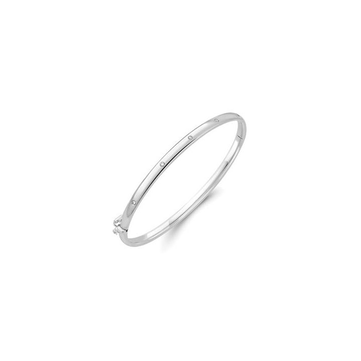 9ct White Gold Diamond Bangle