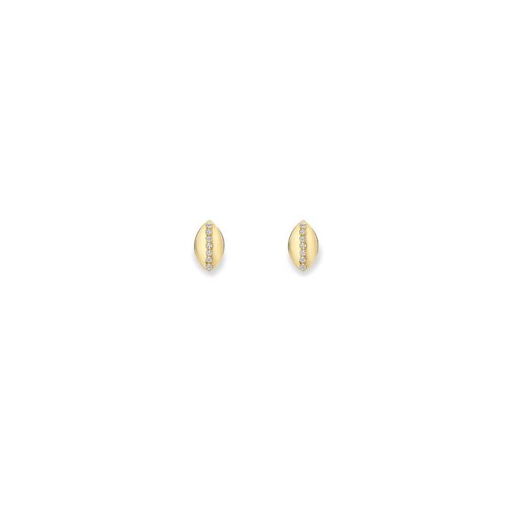 9ct Yellow Gold Leaf CZ Shape Stud Earrings