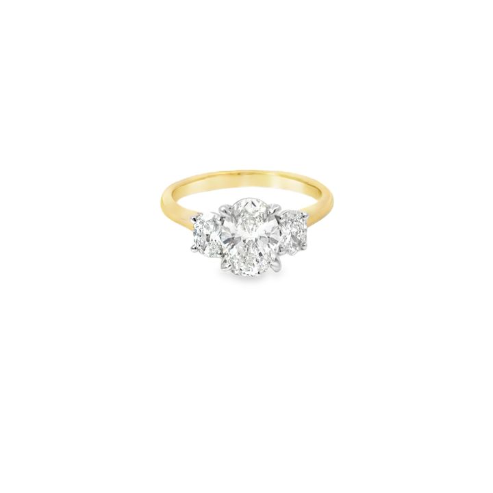 Lab Grown Oval 2ct Three Stone Diamond Ring