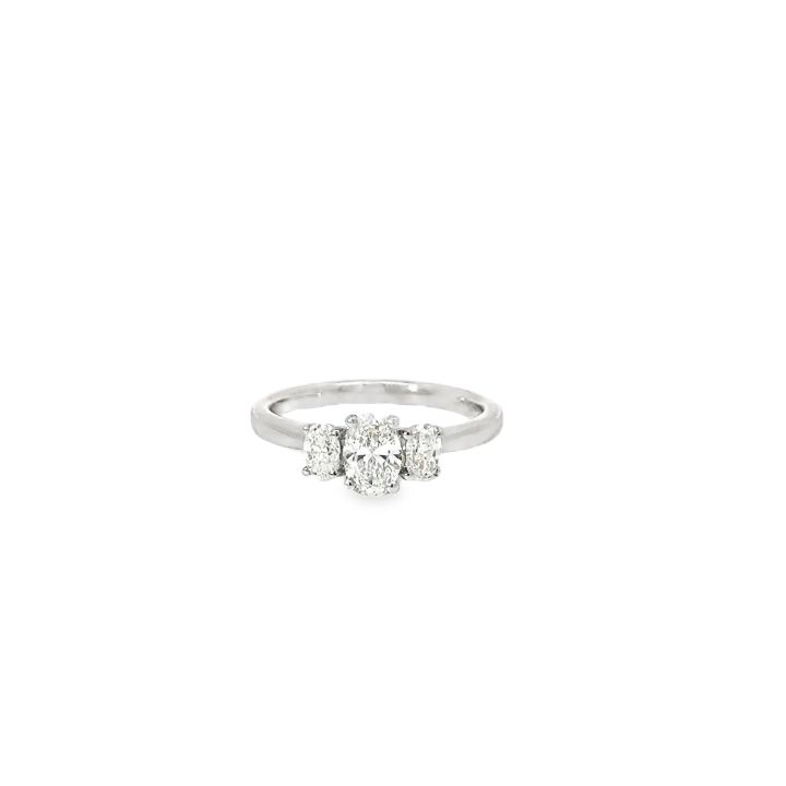 Platinum 0.91ct Oval Three Stone Diamond Ring