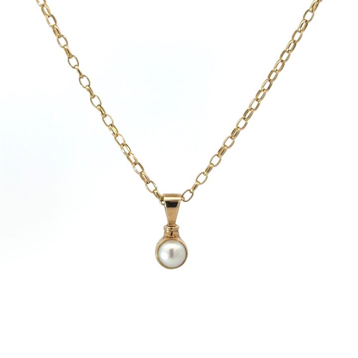 Pre Owned 9ct Yellow Gold Round Pearl Pendant