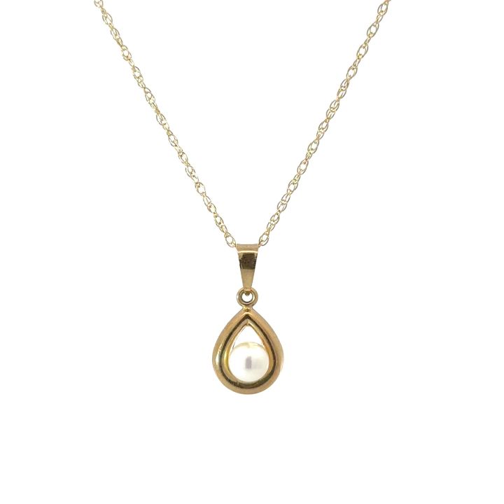 Pre Owned 9ct Yellow Gold Pearl Teardrop Pendant