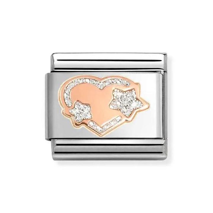 Nomination Composable Classic Rose Gold Glitter Heart & Star Charm