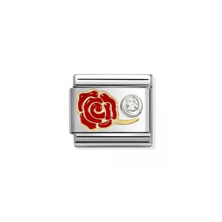Nomination Classic Composable Gold Red Rose & Cubic Zirconia Charm