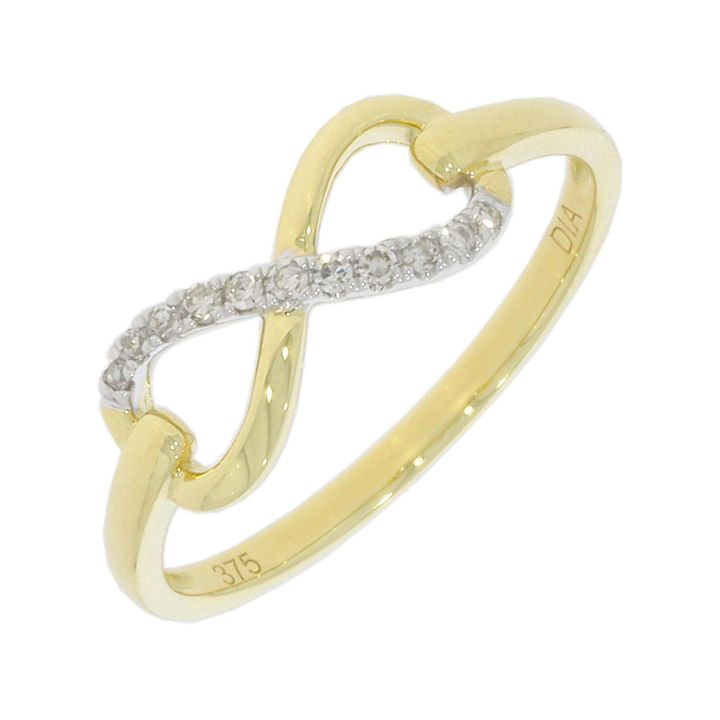 9ct Yellow & White Gold Diamond Set Infinity Ring
