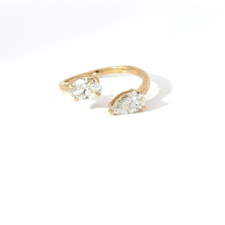 Lab Grown Oval & Pear Diamond Crossover Ring