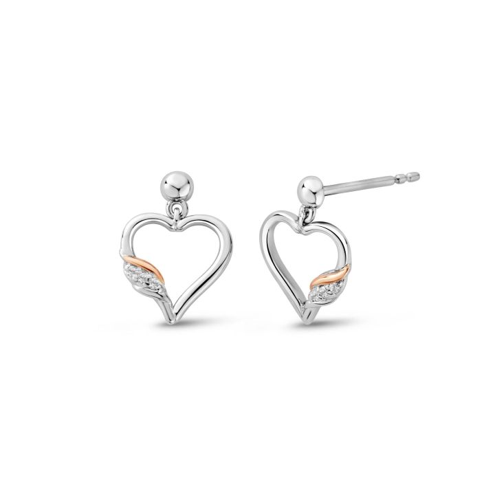 Clogau Sterling Silver Past Present & Future Heart Earrings