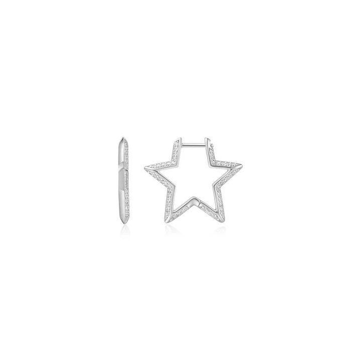 Ania Haie Silver Pave Star Hoop Earrings