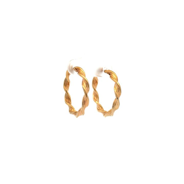 Pre Owned 9ct Yellow Gold Twist Hoop Earrings