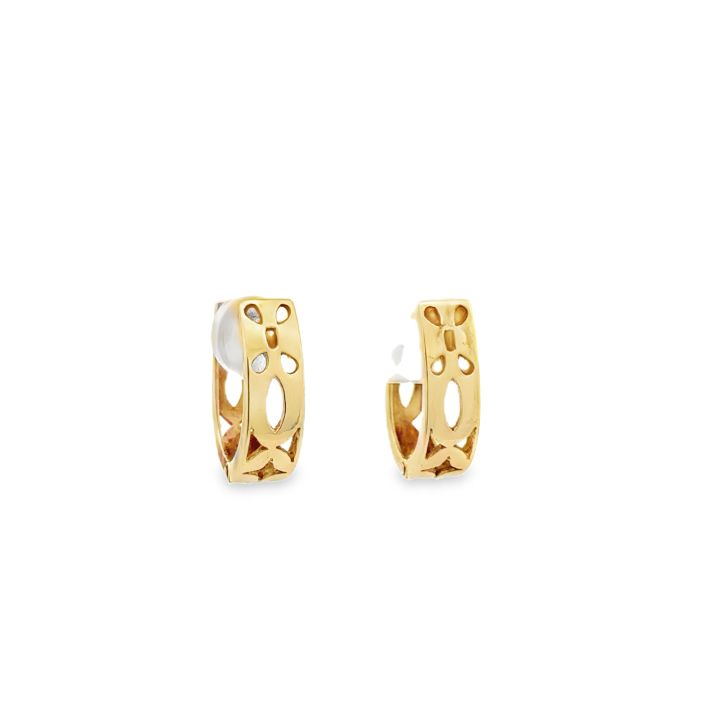 Pre Owned 9ct Yellow Gold Cut Out Huggie Earrings