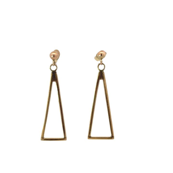 Preowned 9ct Yellow Gold Open Triangle Drop Earrings