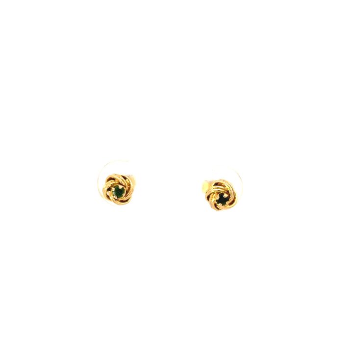 Preowned 9ct Yellow Gold Emerald Knot Stud Earrings