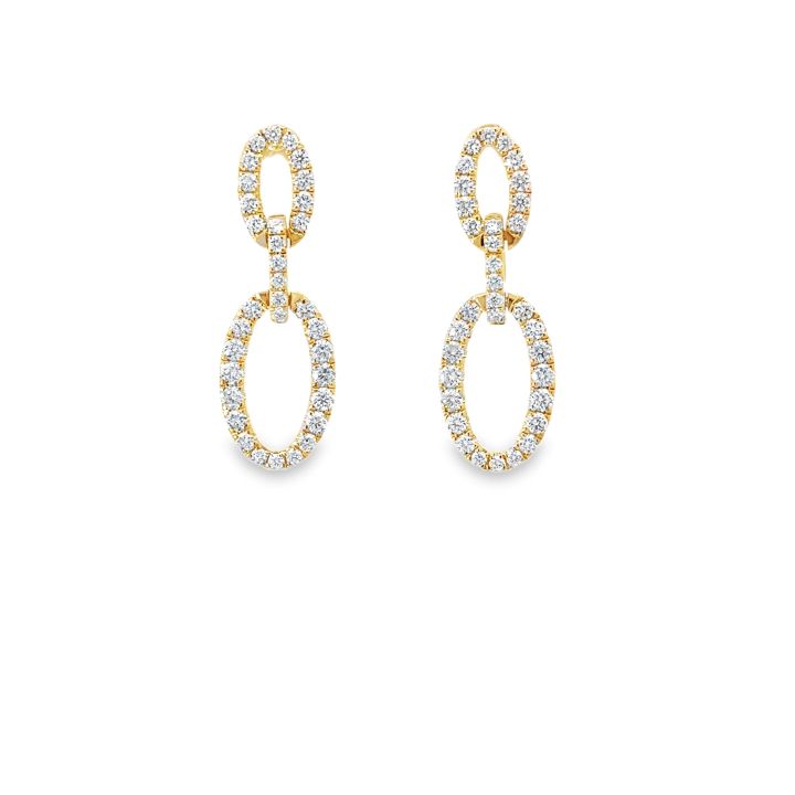 14ct Yellow Gold Open Oval Diamond Drop Earrings