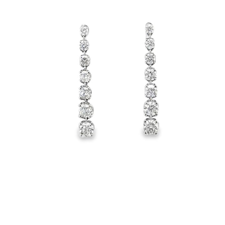 14ct White Gold Seven Stone Graduated Diamond Drop Earrings