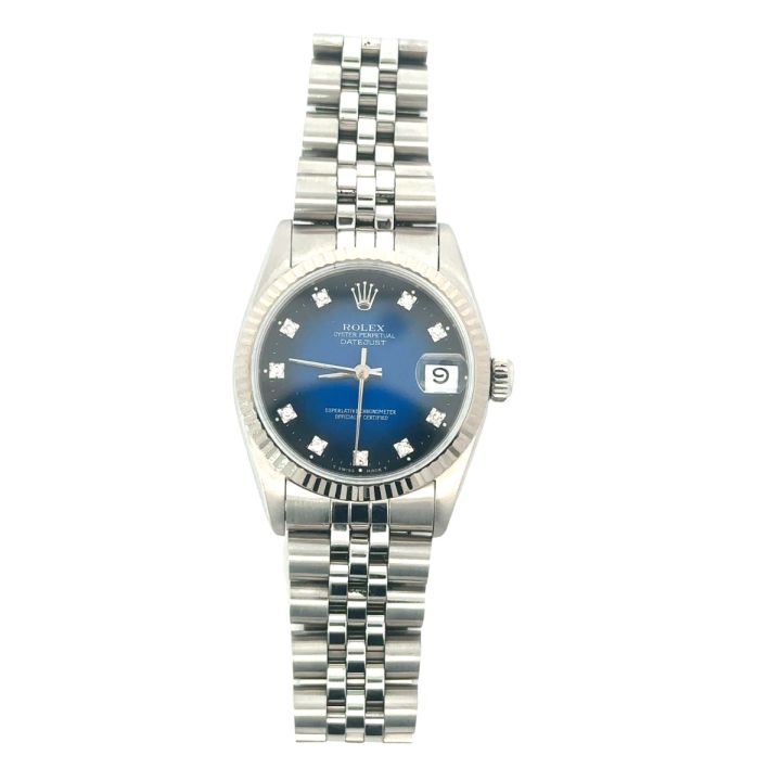 Pre Owned Rolex 31mm Datejust Blue Diamond Dot Dial Watch