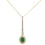 18ct Yellow Gold Emerald & Diamond Cluster Drop Pendant