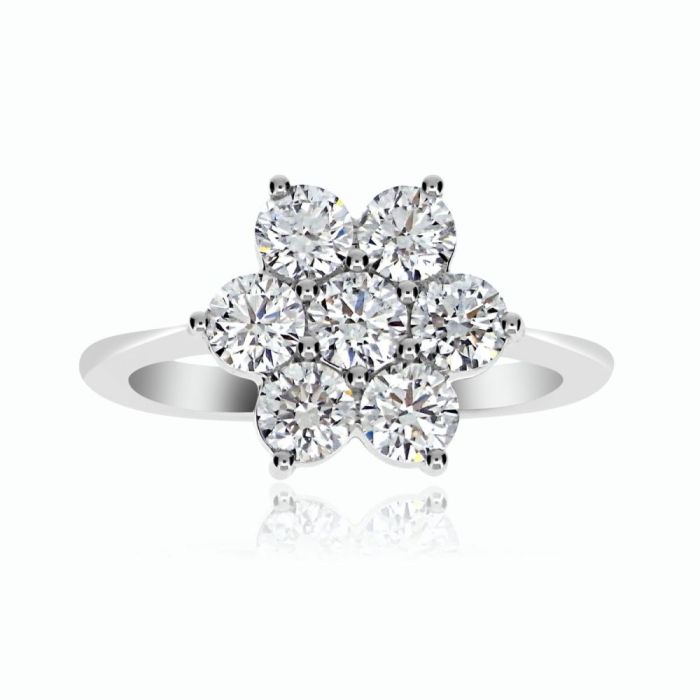 7 stone flower cluster diamond ring discount