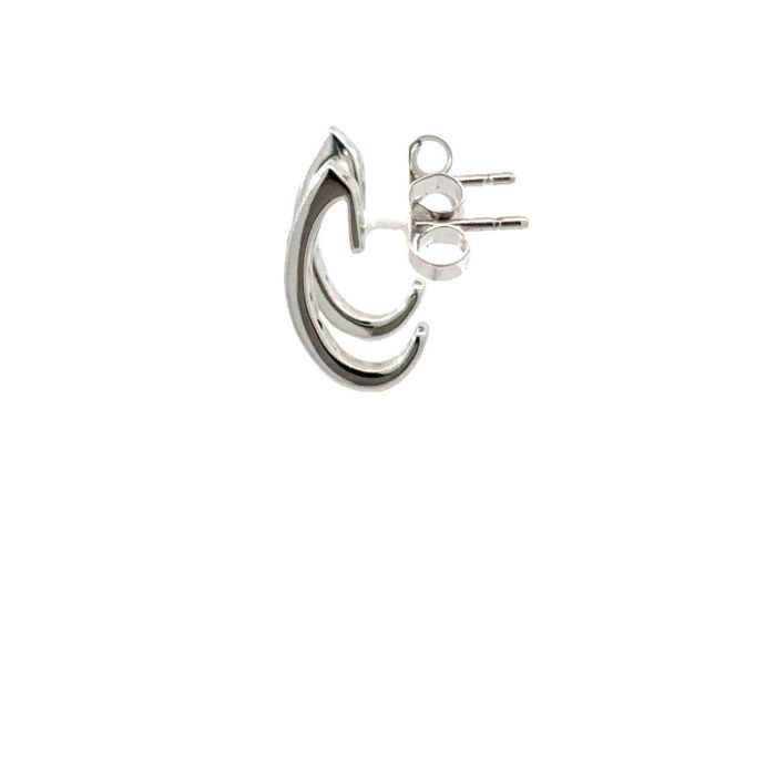 9ct White Gold Sapphire & Diamond Half Hoop Earrings
