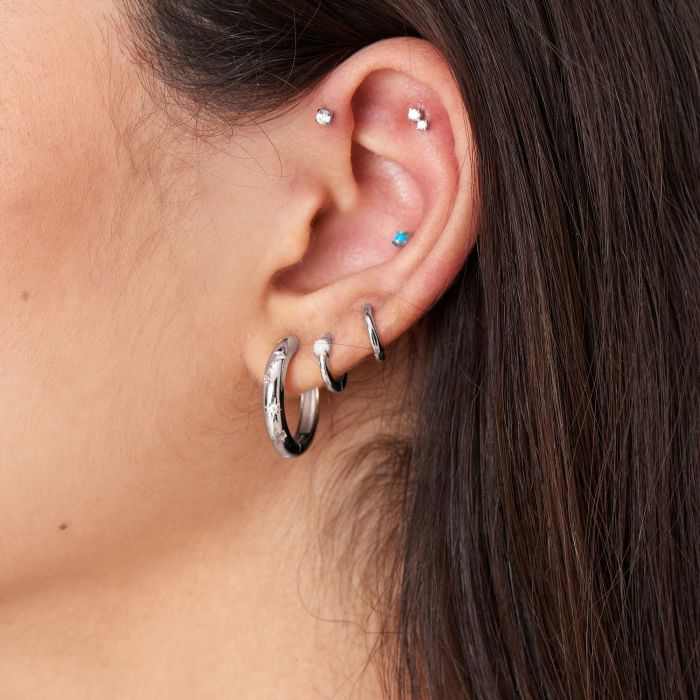 Silver barbell earrings on sale