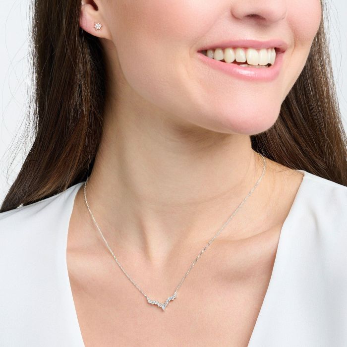 Thomas Sabo Sterling Silver Curved Cubic Zirconia Necklace