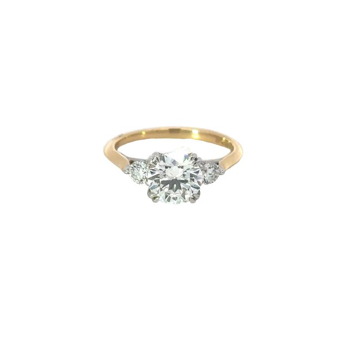 18ct Yellow Gold Platinum Three Stone Lab Grown Diamond Ring